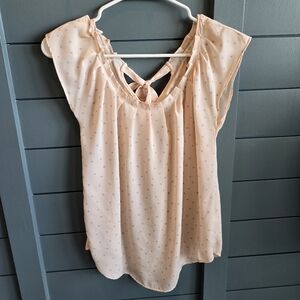 LC Lauren Conrad Blush Polka Dot Blouse